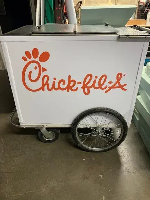Chick-fil-A vinyl wrapped ice-cream cart. Chick-fil-A vinyl wrapped ice-cream cart.